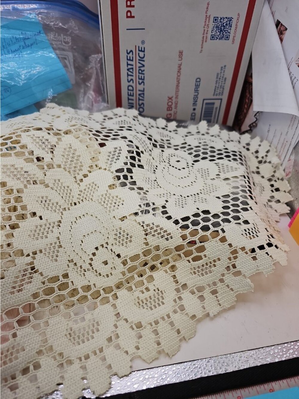 Doily Tea Rose Cottagecore Oblong 20" X 11"table Top Accent Centerpiece